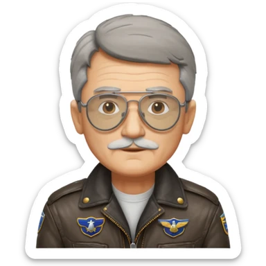 an old civil pilot without mustache sticker