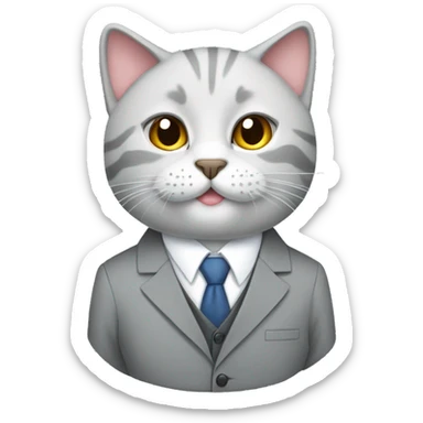British cat wearing office suit  sticker