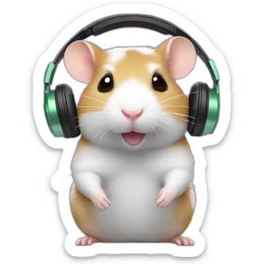 hamster with headphones listening to music on spotify sticker