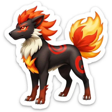 Shiny Exotic Gothic Houndoom-Arcanine-Pokémon-Fakémon-hybrid-creature sticker