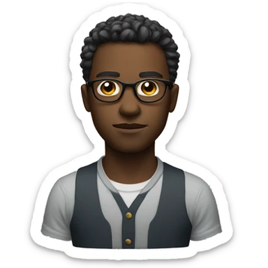 serious fair boy with glasses  sticker