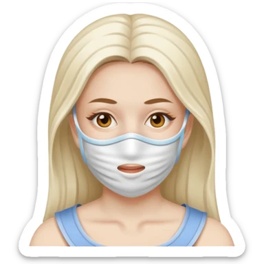 lady is relaxing with a facemask sticker