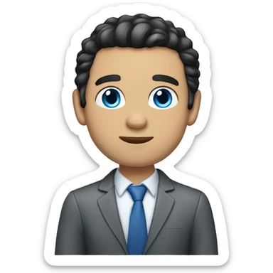 30 year old man, caucasian, black hair, blue eyes, blazer, t-shirt, full body sticker