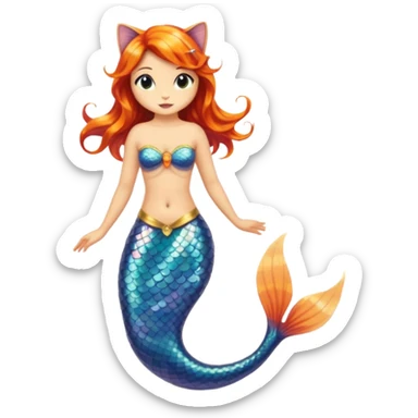 Cat mermaid sticker