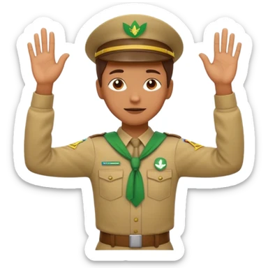 “Emoji-style person in a scout uniform making a balancing gesture with both hands. One hand holds a red cross (not allowed), the other a green checkmark (allowed). Thoughtful expression, simple clean emoji design, centered, transparent background.” sticker