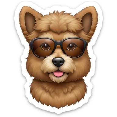 Caniche brown dog with sunglasses sticker