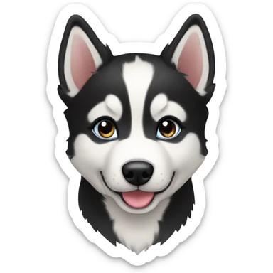 Black Siberian husky puppy sticker