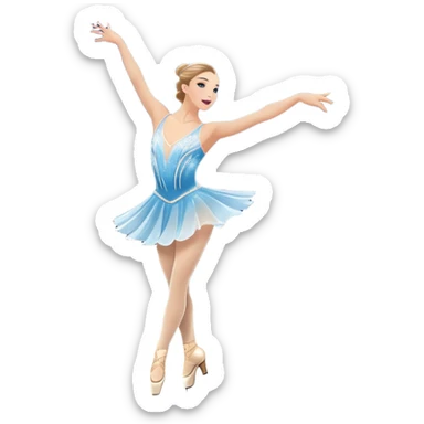 An icon featuring a graceful figure skater in an elegant pose, gliding across the ice at Madison Square Garden. Spotlights shine down, illuminating the sparkling ice and a cheering audience. The background showcases the grand arena's architecture. Transparent background. sticker