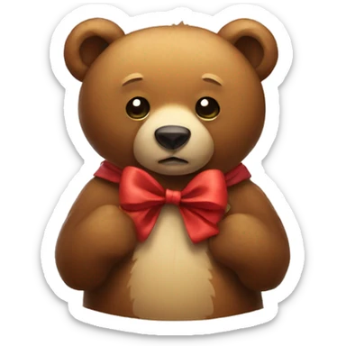 A bear with a bow sticker