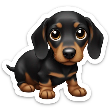 Black and brown dachshund puppu sticker