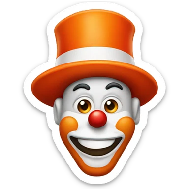 Orange clown emoji wearing a red hat sticker