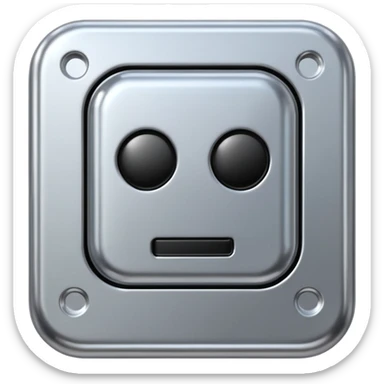 A futuristic microchip emoji made of polished silver chrome, minimal circuit details, smooth metallic surface, soft lighting, iOS emoji style, centered, clean white background sticker