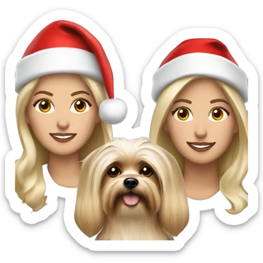 George Clooney blonde woman holding Yorkshire terrier wearing red santa hats sticker