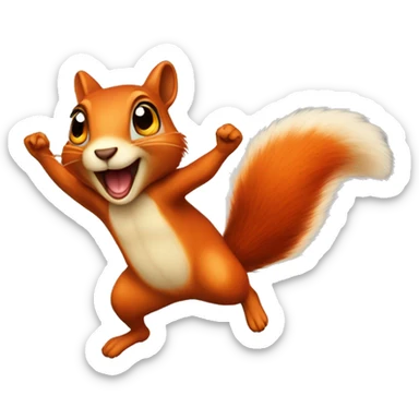female jumping orange burnt squirrel sticker