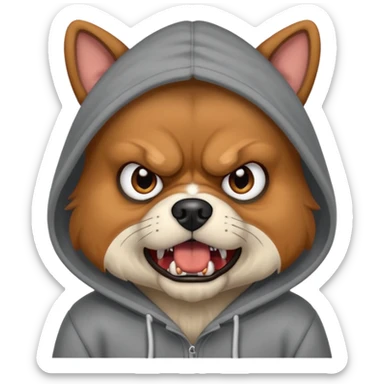 Angry dog with hoodie sticker