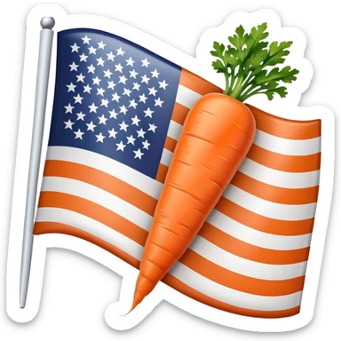 cuyo amaericano de 3 colores con una zanahoria sticker