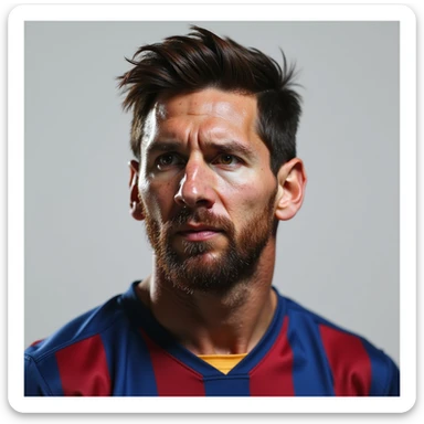 Lionel Messi, famous footballer, realistic style, photorealistic portrait sticker