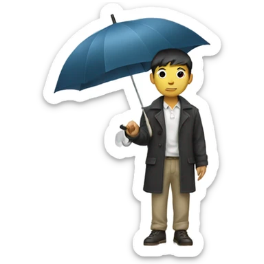 Stylish Asian boy holding umbrella sticker