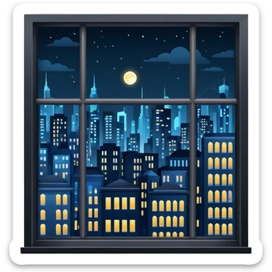 Window with night city view  sticker