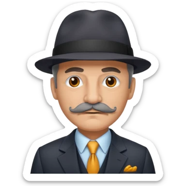 Mobster with Suit with grey mustach and colored hat sticker