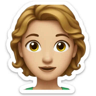 women square face brown hair and green eyes sticker