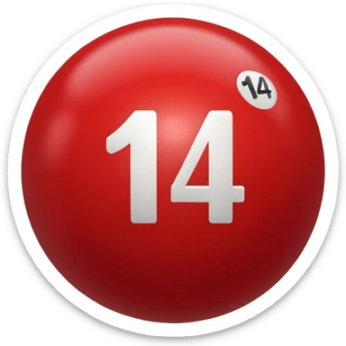 The number 14 on a red pool ball sticker