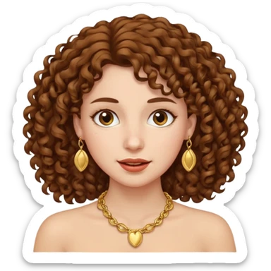 Female with Gold Necklace, fair skin,curly hair, different expressions. sticker