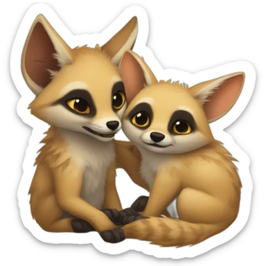Fennec hugging a hyena sticker