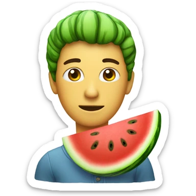 A person with a watermelon sticker