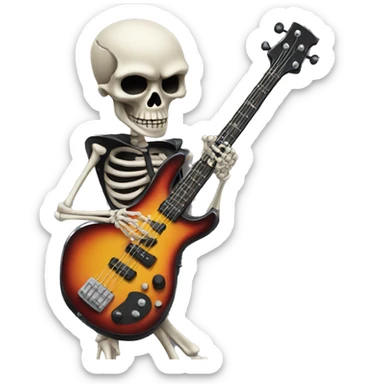Skeleton playing bass guitar sticker