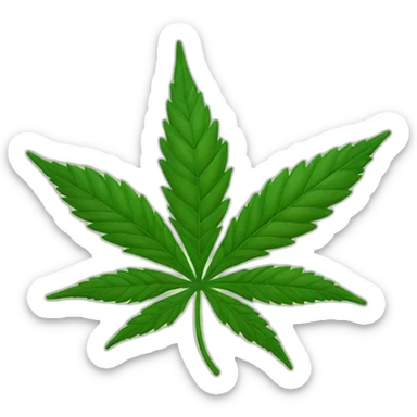 marijuana leaf, happy face emoji in the left bottom corner sticker