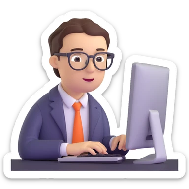 business analyst studying price data on computer sticker