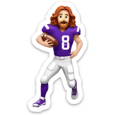 Redhead jesus playing American football wearing purple sticker