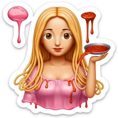  SPAM meat melted pink dripping sauce spaghetti dress monalisa portrait sticker