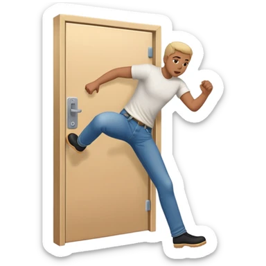 Kicking out of the door sticker