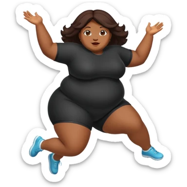 Black obesity lady jumping  sticker