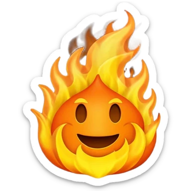 el simbolo de fuego como dibujito animado que tenga en la mano un telefono sticker