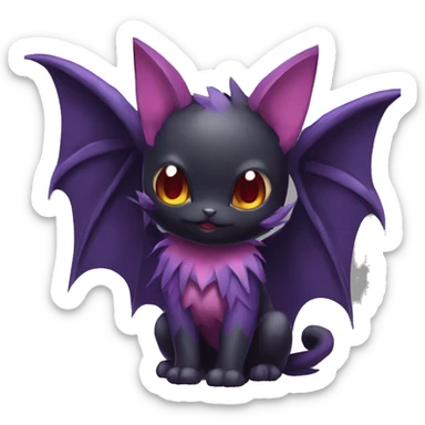 Cool Cute Edgy Dark Black Red Purple Batty Chibi Noibat-Cat-Pokémon-Fakémon-hybrid sticker