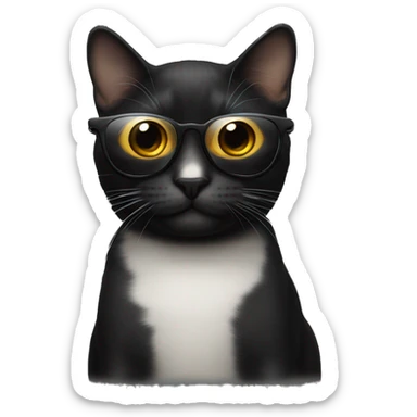 Gato negro con gafas sticker
