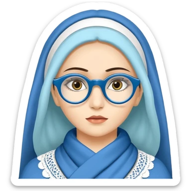 O data cu parul saten ,ochii griji-albastrii ,ochelari și codițe de pisica ..și langa o pisicuță alba pufoasa ,cu ochii verzi și o a doua pisica siameza pufoasa cu capul maro -negru și coada ,restul corpului un maro deschis spre alb  , ochii albaștrii  sticker