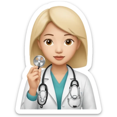 asian woman doctor with stethoscope removal sticker