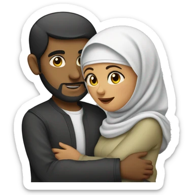 Dark Muslim woman hugging Desi Muslim man  sticker
