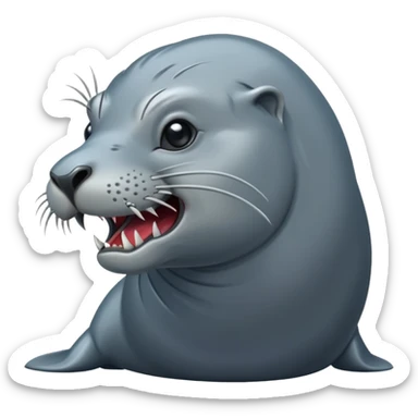 scary grey sea lion full body sticker