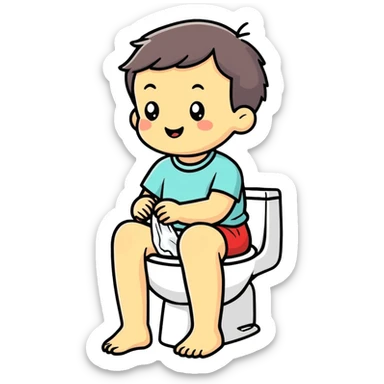 Child doing a poo sticker