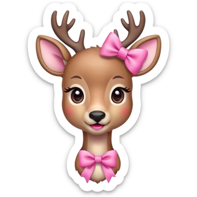 Cute dear with a pink bow sticker