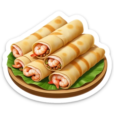 Bánh Xèo Cinematic Realistic Bánh Xèo Dish Emoji, depicted as a crispy, folded crepe filled with shrimp and pork, rendered with dynamic textures and vibrant, appetizing lighting. sticker