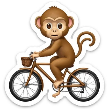 monkey sitting as if he was on a bike but no bike sticker