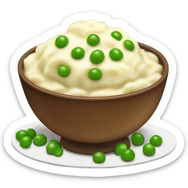 bowl of mashed potatoes with gravy and peas sticker