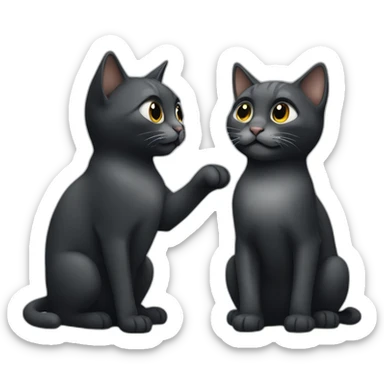 Two cats playing together, one dark gray and the other black sticker