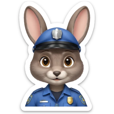 Judy Hopps with big ears (gray female rabbit with a police suit, without a cap) from the Zootopia Disney movie sticker